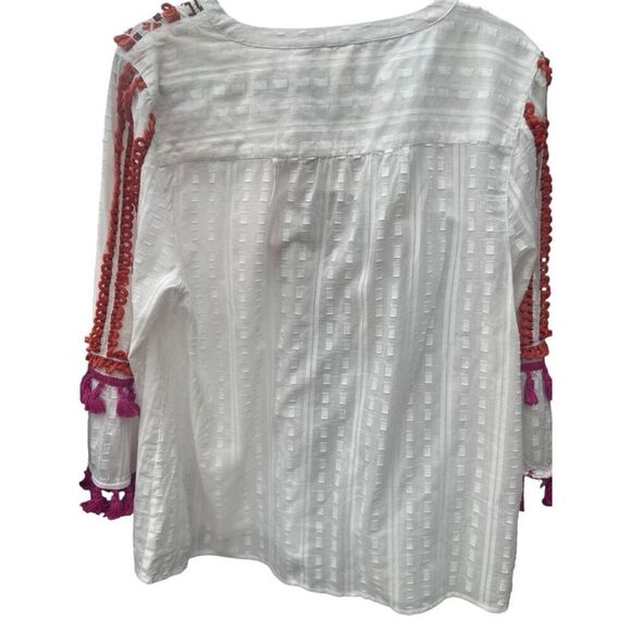 Chico’s Boho Aztec Embroidered Blouse Size 2/Medium - Picture 7 of 10
